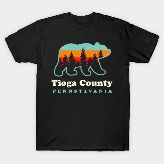 Tioga County Pennsylvania Camping Hiking Bear T-Shirt by PodDesignShop